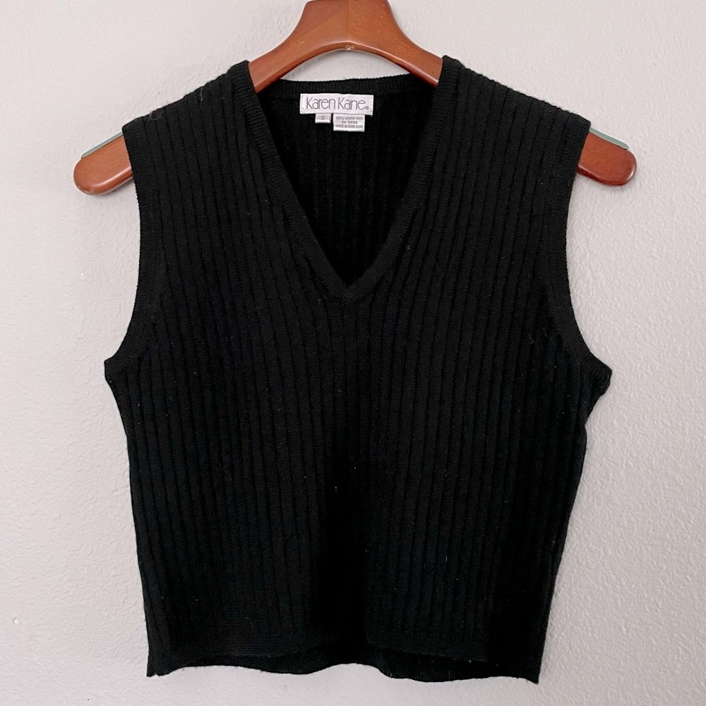Karen Kane Ribbed Black Sweater Vest